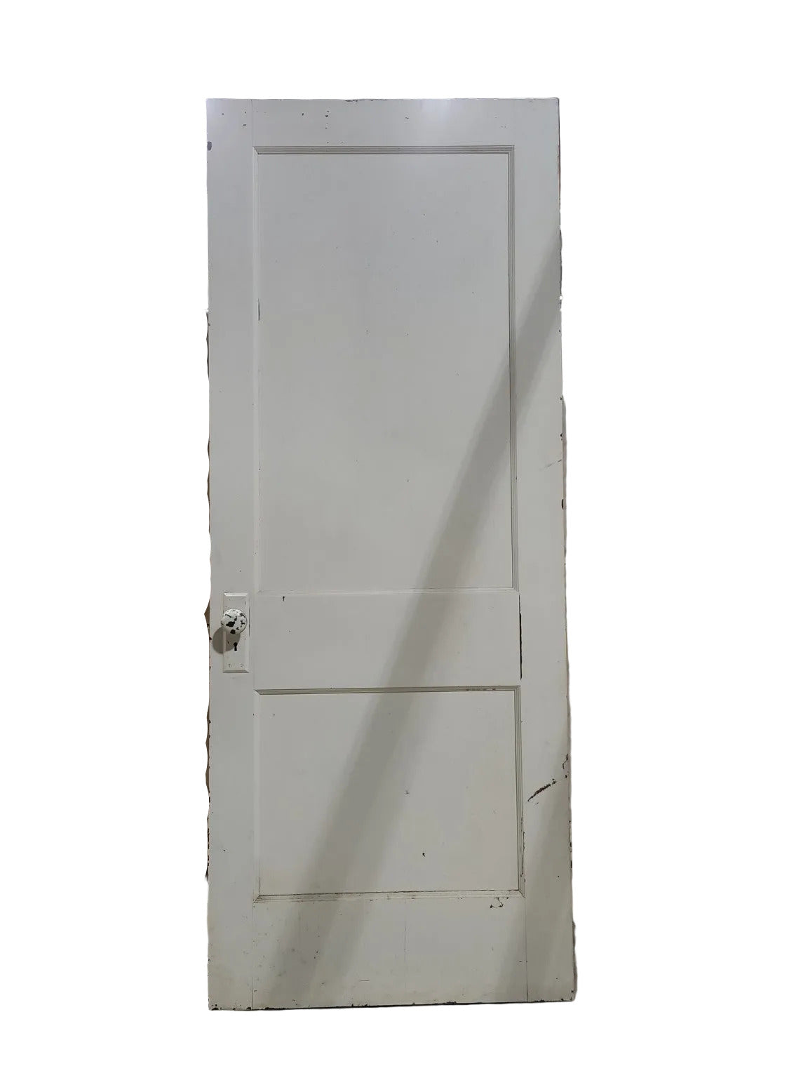 Vintage Two Panel Interior Door with Mortise Lock & Porcelain Knob