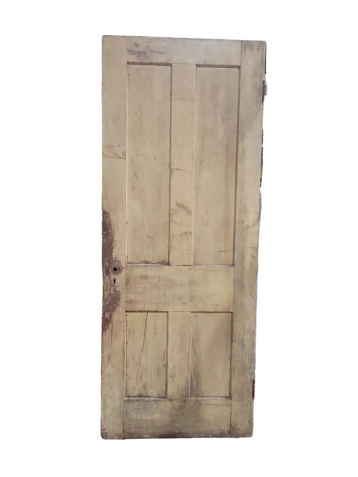 Antique 4-Panel Wood Door – Rustic Salvage with Original Keyhole 32" W x 81 1/2" H x 1 ⅜" D