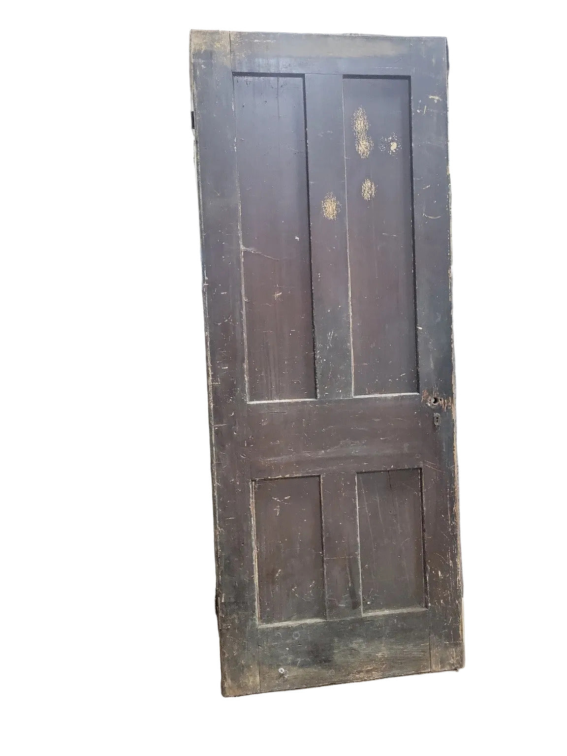 Antique 4-Panel Wood Door – Rustic Salvage with Original Keyhole 32" W x 81 1/2" H x 1 ⅜" D