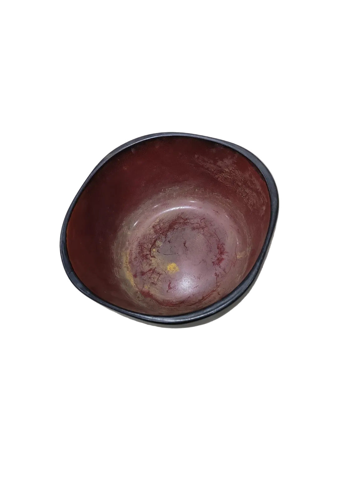 Vintage Japanese Lacquered Wood Bowl – Black Exterior, Red Interior