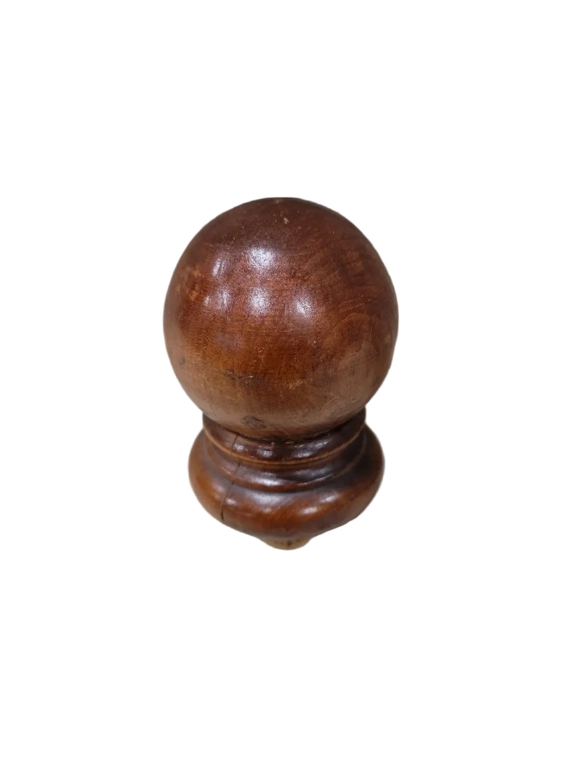 Antique Wood Furniture Finial – Turned Hardwood with Peg Base