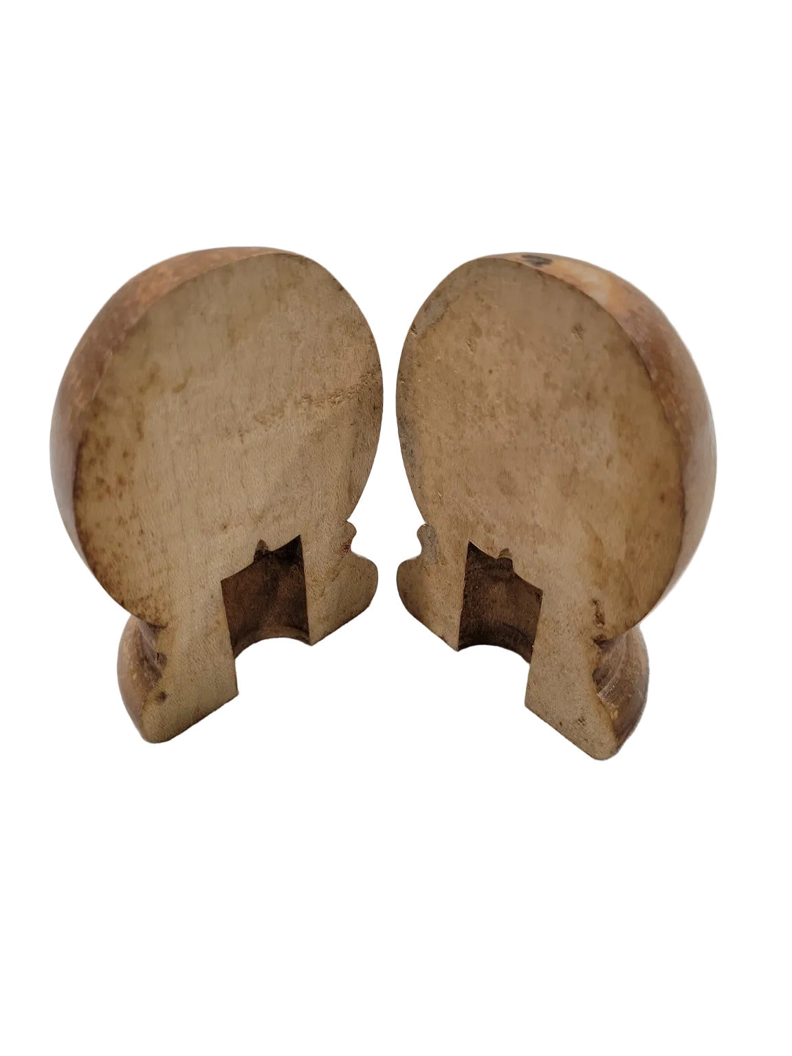 Antique Two-Piece Split Wood Finial – Hollow Interior with Rounded Top