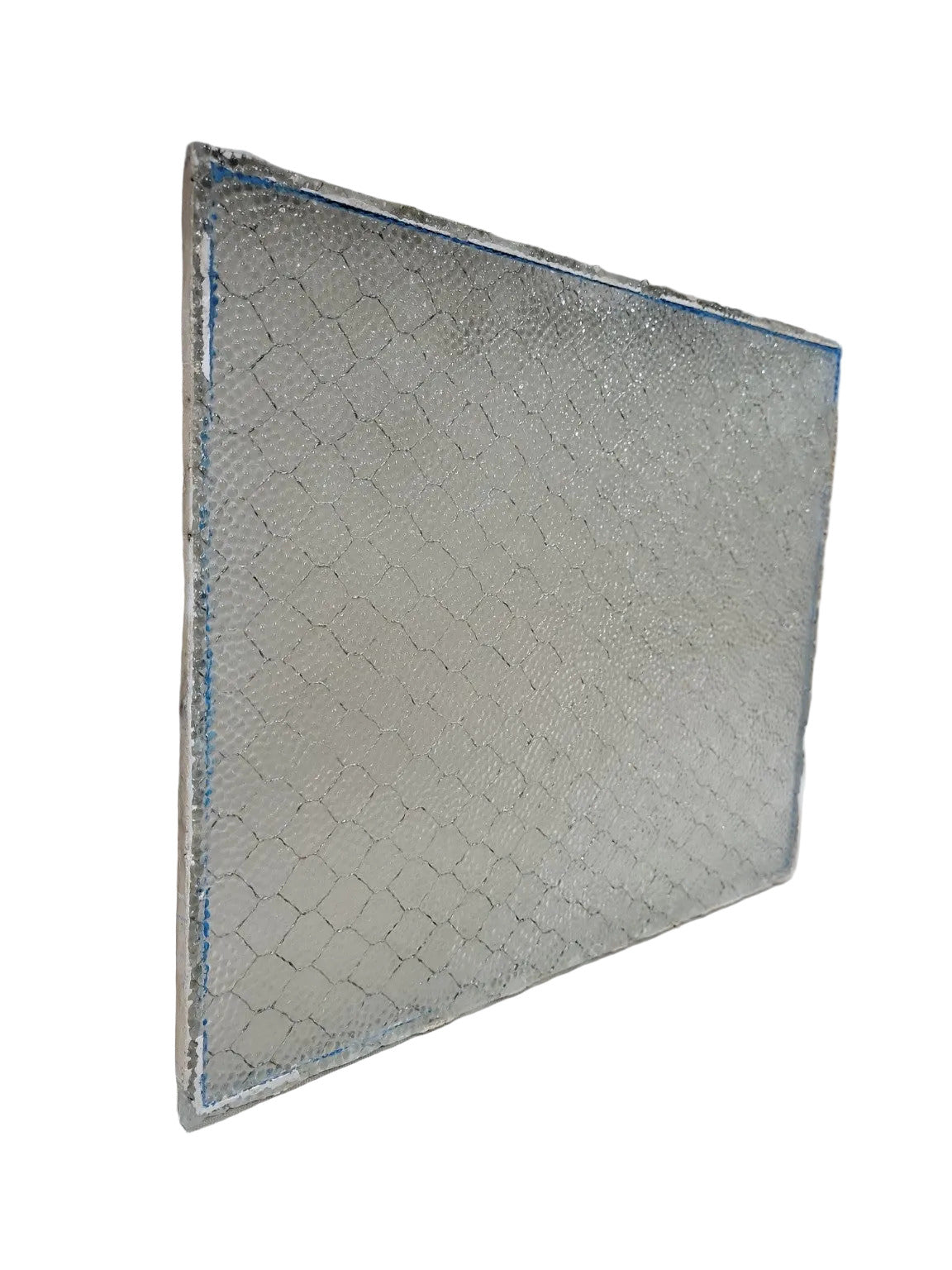 Vintage Wire-Reinforced Safety Glass Panel – Textured ¼" Thick Glass