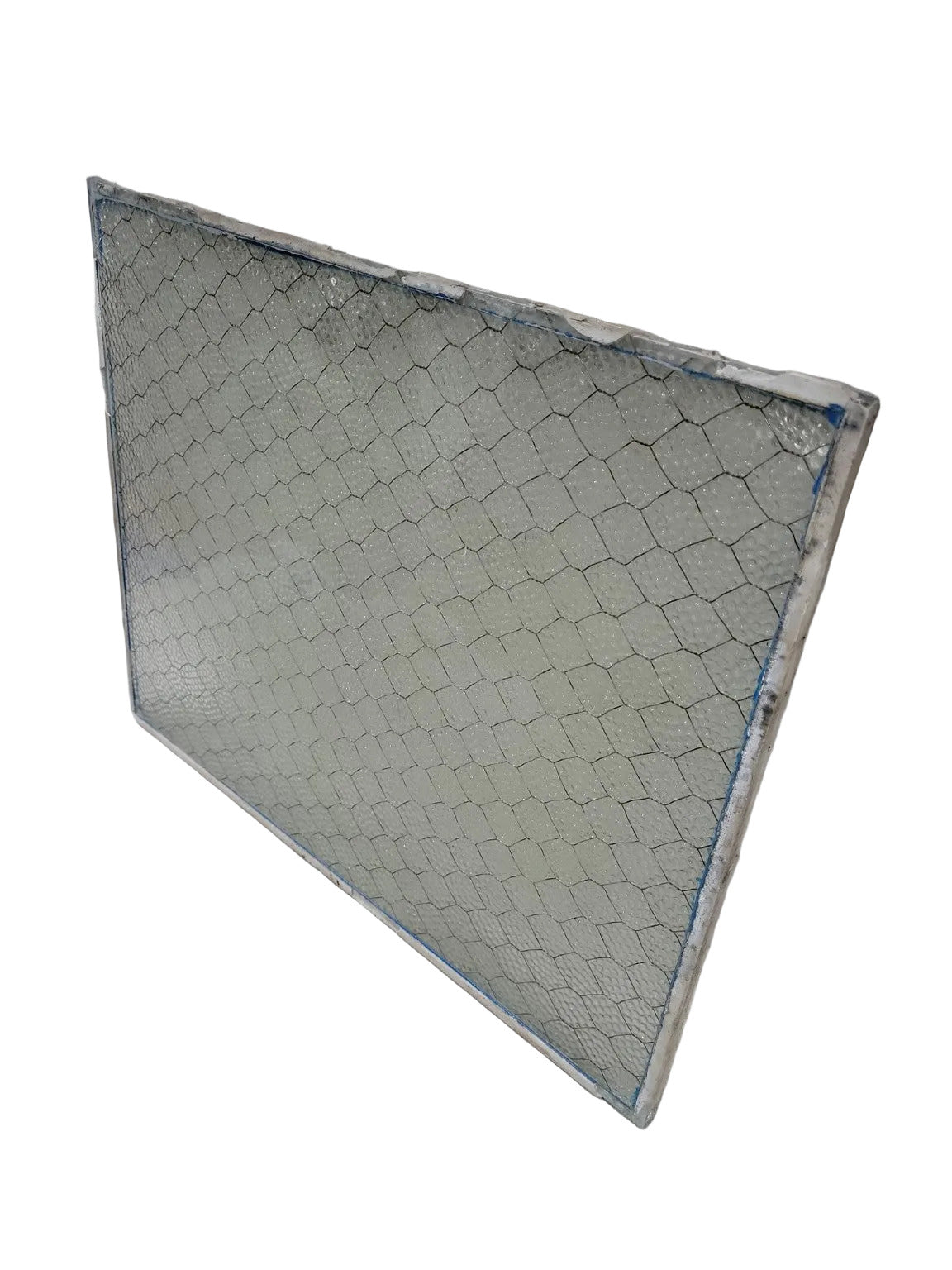 Vintage Wire-Reinforced Safety Glass Panel – Textured ¼" Thick Glass