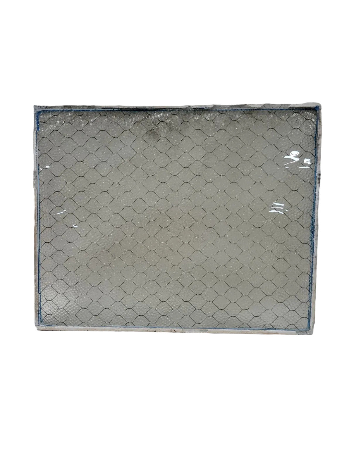 Vintage Wire-Reinforced Safety Glass Panel – Textured ¼" Thick Glass