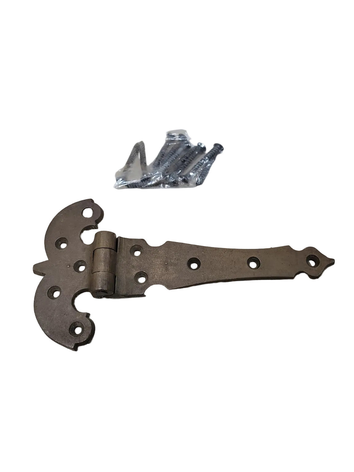 Antique S&M Strap Hinge – 10" Iron Gothic Revival with Screws