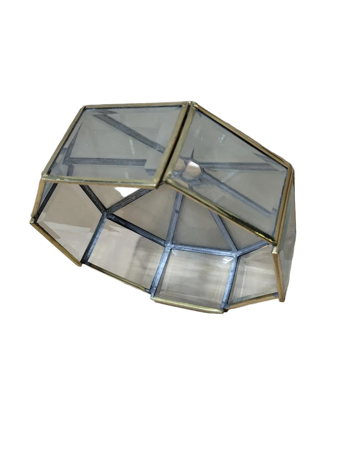 Brass and Glass Octagonal Ceiling Light Shade – 8 ½" Diameter
