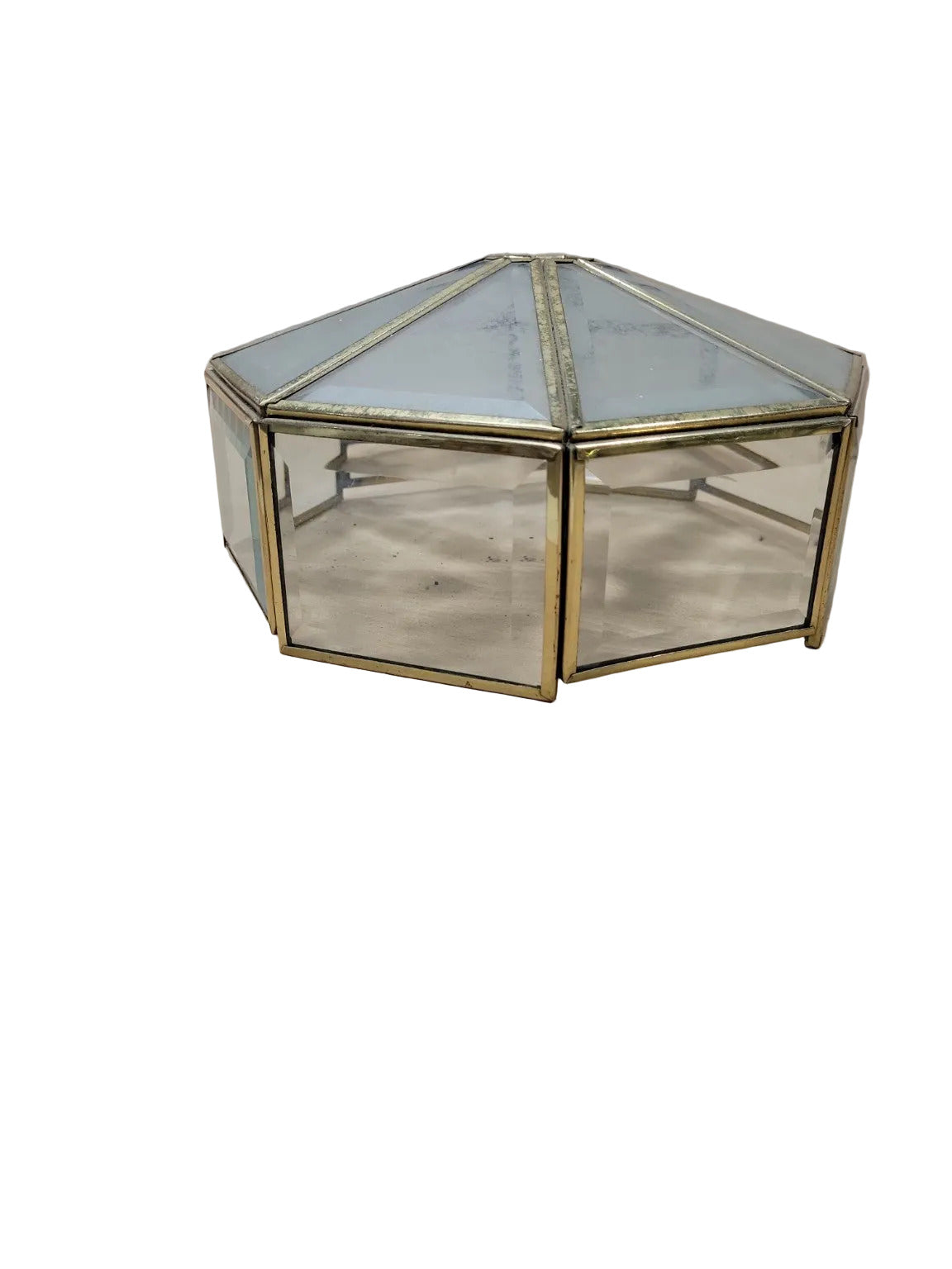 Brass and Glass Octagonal Ceiling Light Shade – 8 ½" Diameter