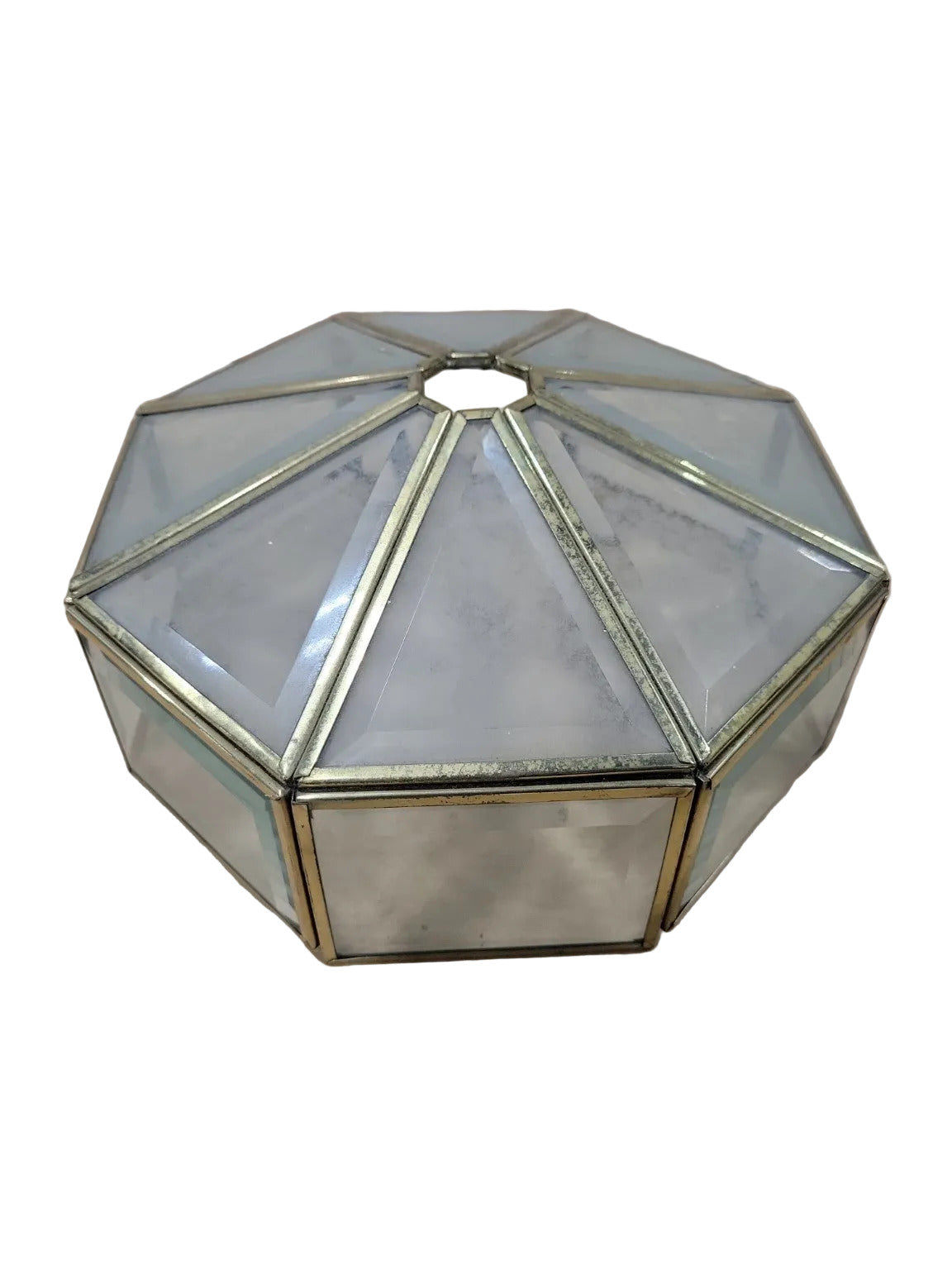 Brass and Glass Octagonal Ceiling Light Shade – 8 ½" Diameter