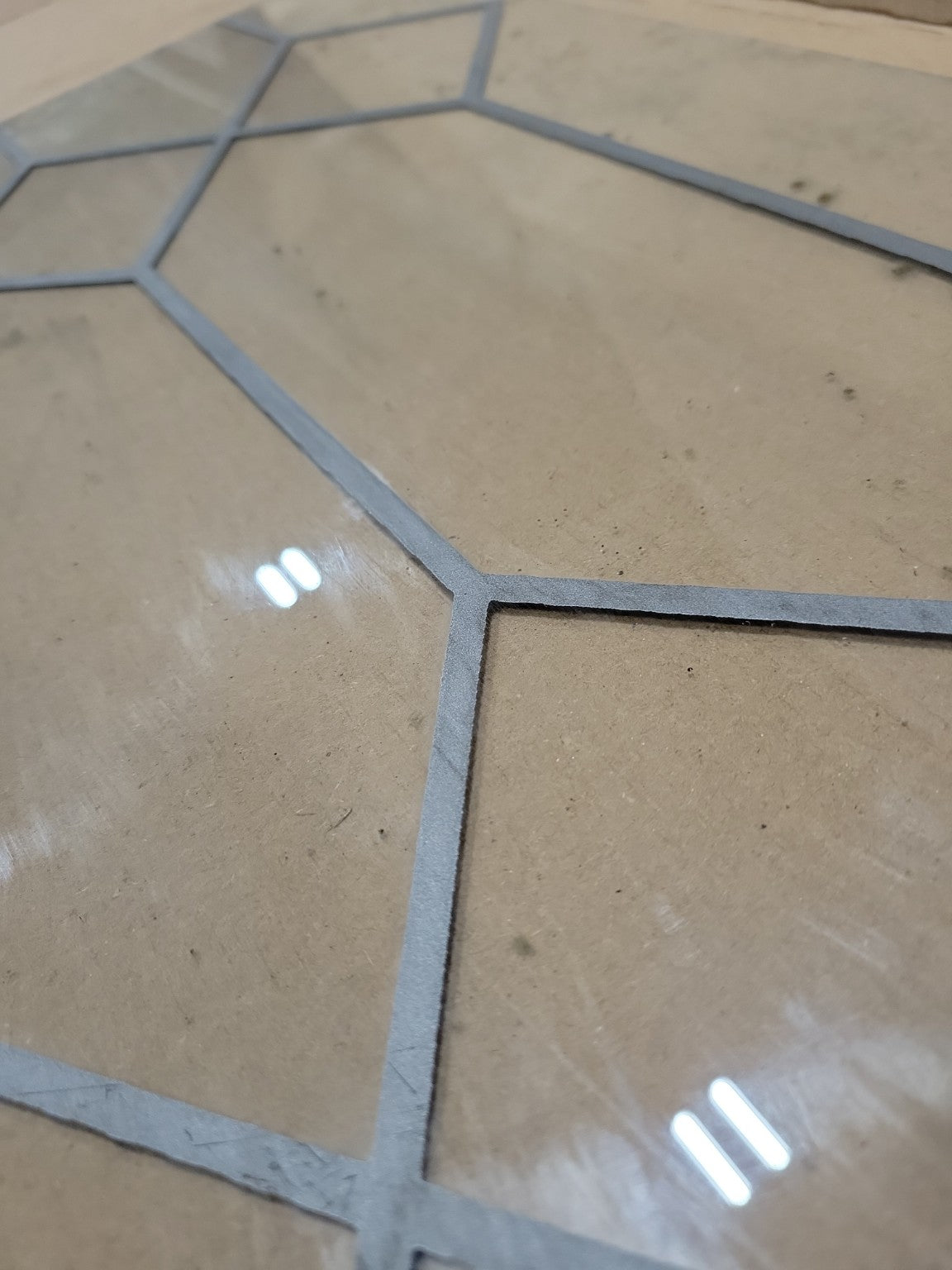 Decorative Clear Glass Pane with Printed Leaded Pattern – 21 ⅜" x 12 ½"