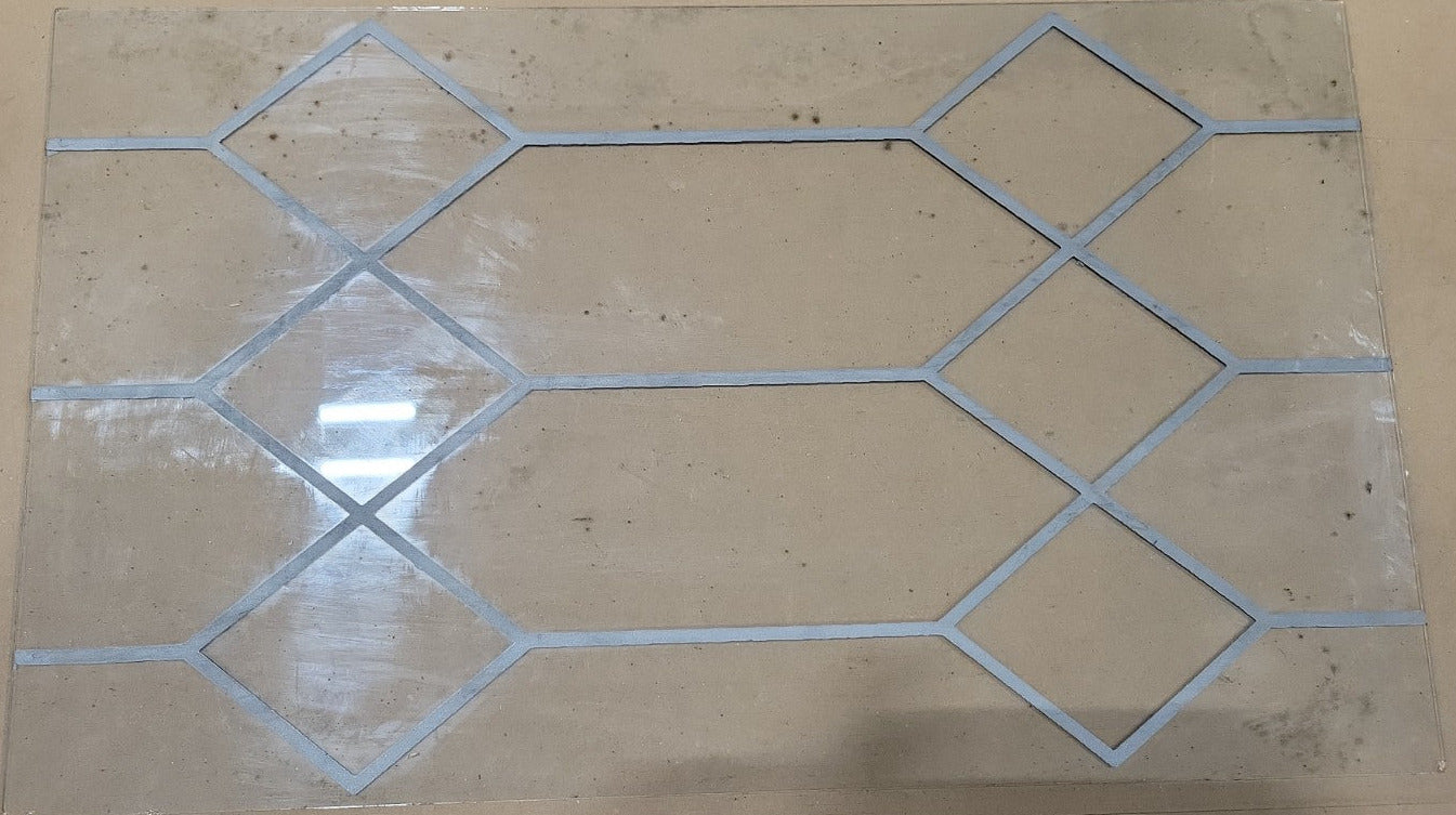 Decorative Clear Glass Pane with Printed Leaded Pattern – 21 ⅜" x 12 ½"