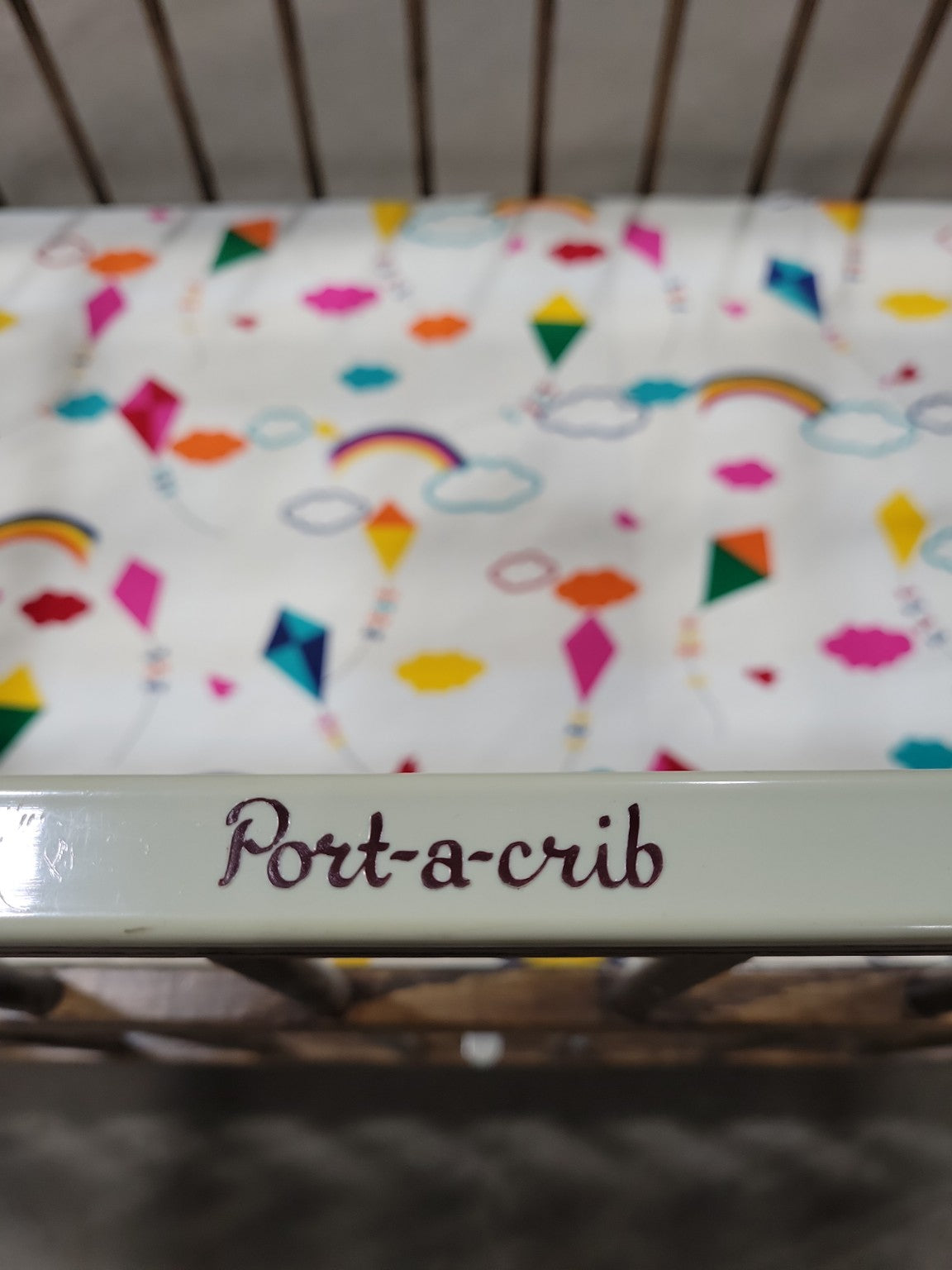 Vintage Folding “Port-a-Crib” Rolling Baby Crib – Wood & Metal Frame