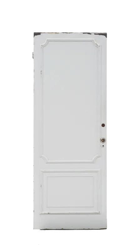 French-Inspired 2-Panel Door with Ornate Trim and Full-Length Mirror - 29 ¾" W x 79 ⅜" H x 1 ¾" D
