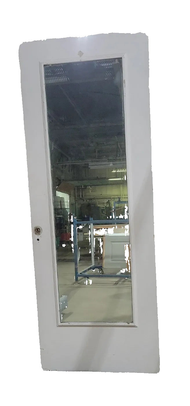 French-Inspired 2-Panel Door with Ornate Trim and Full-Length Mirror - 29 ¾" W x 79 ⅜" H x 1 ¾" D