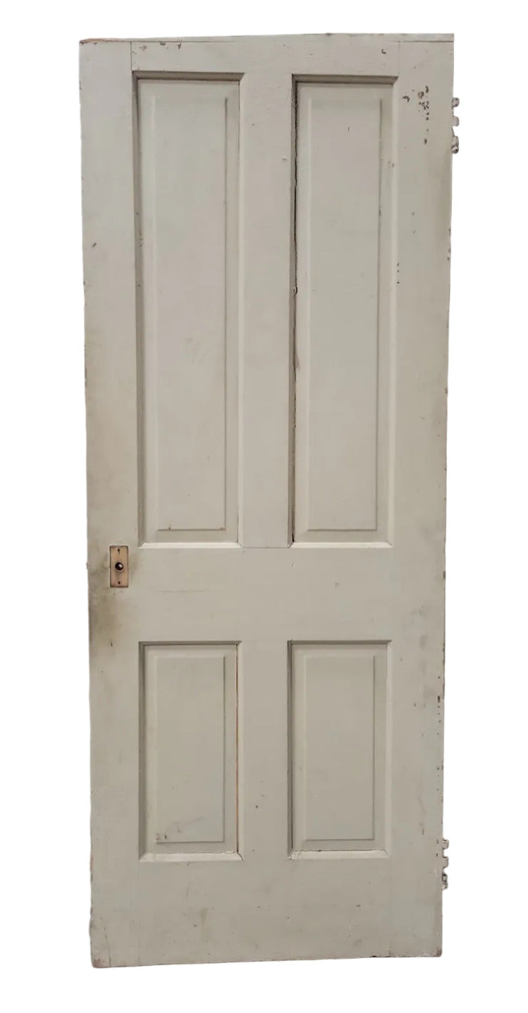 Antique Four-Panel Painted Wood Door – 29 ¾" x 75 5/8" x 1 ⅜"