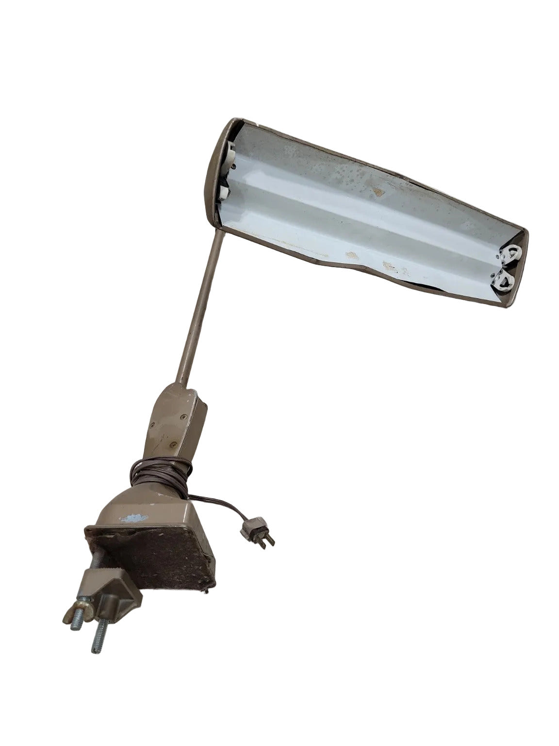 Vintage Industrial Clamp-On Task Lamp – Double Bulb Arm Light