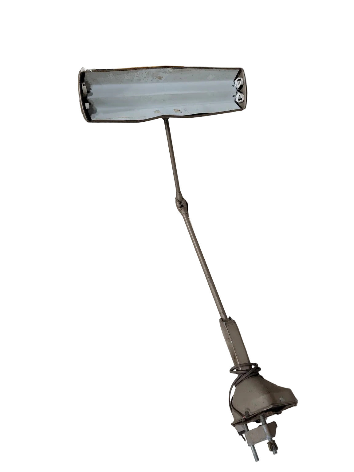 Vintage Industrial Clamp-On Task Lamp – Double Bulb Arm Light