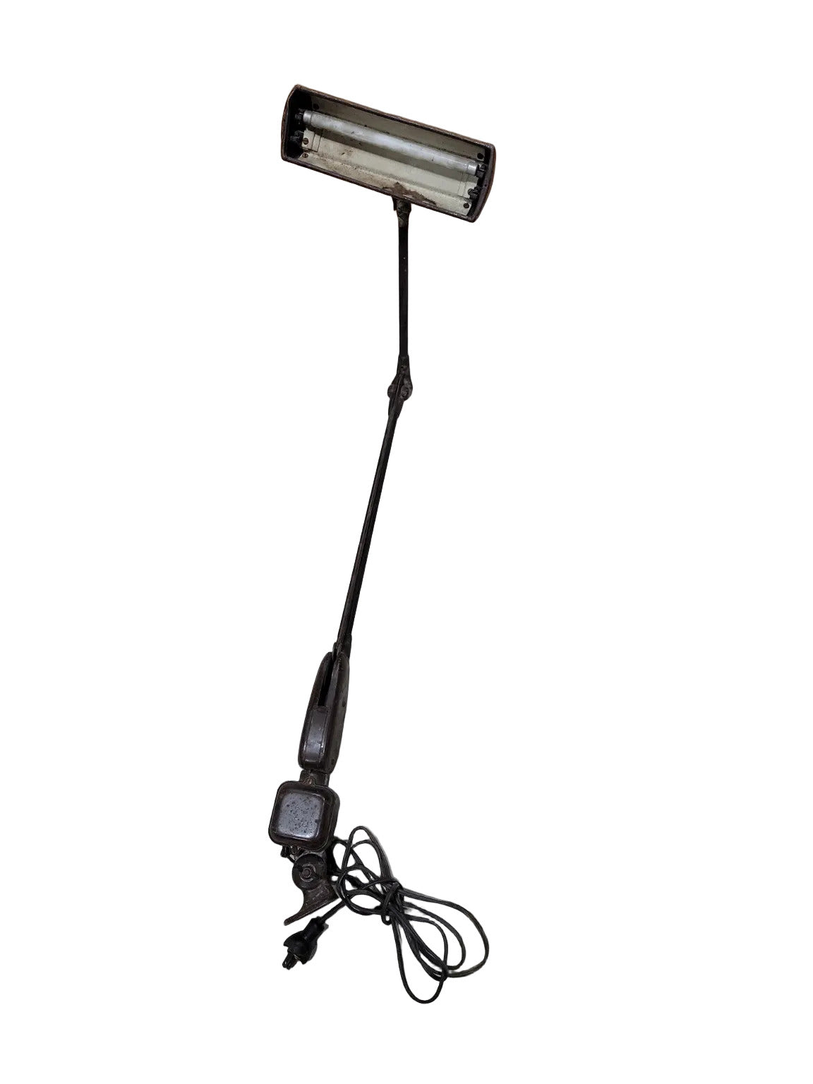 Antique Industrial Articulating Task Lamp – Clamp Mount with Patina