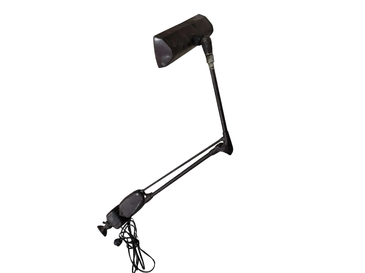 Antique Industrial Articulating Task Lamp – Clamp Mount with Patina