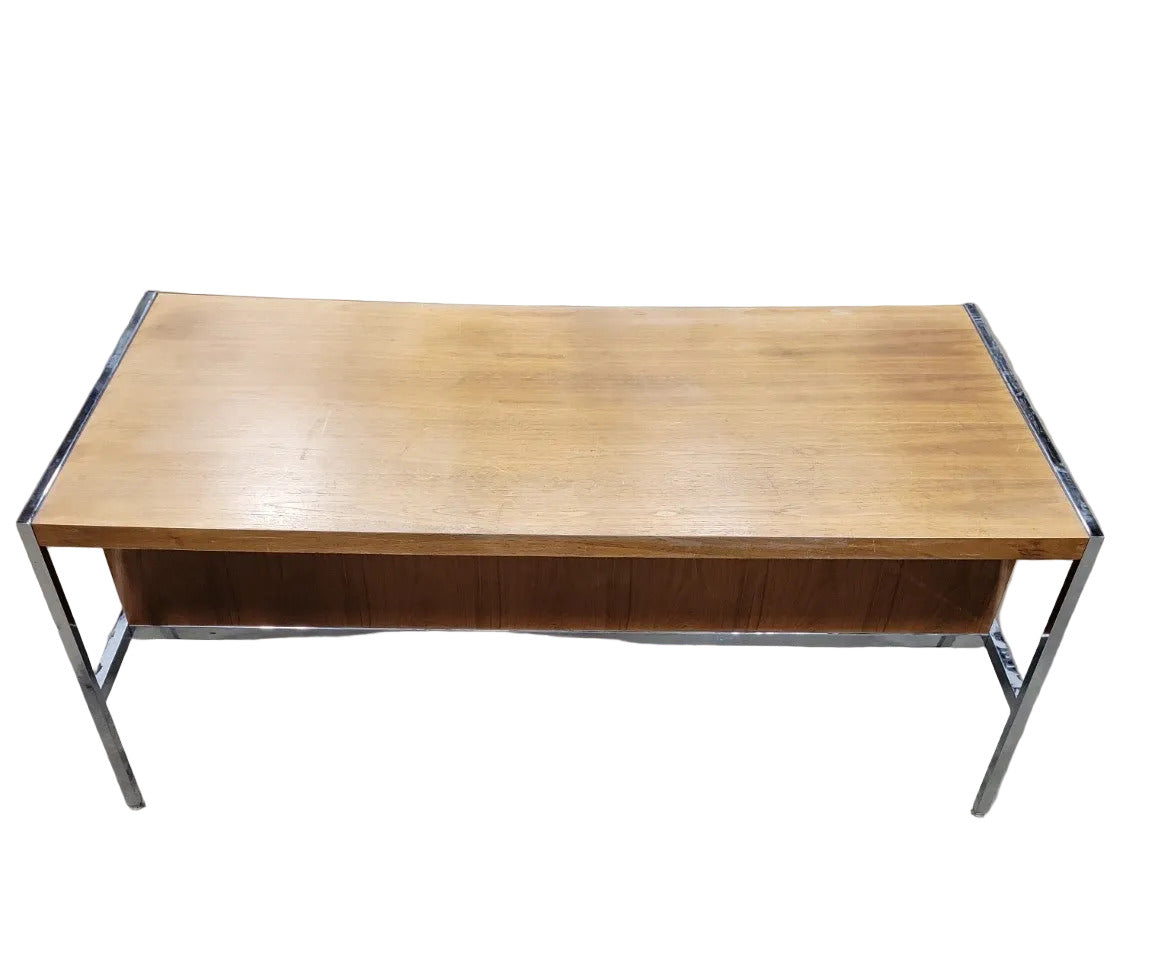 Mid-Century Modern Chrome and Walnut Executive Desk – 74”