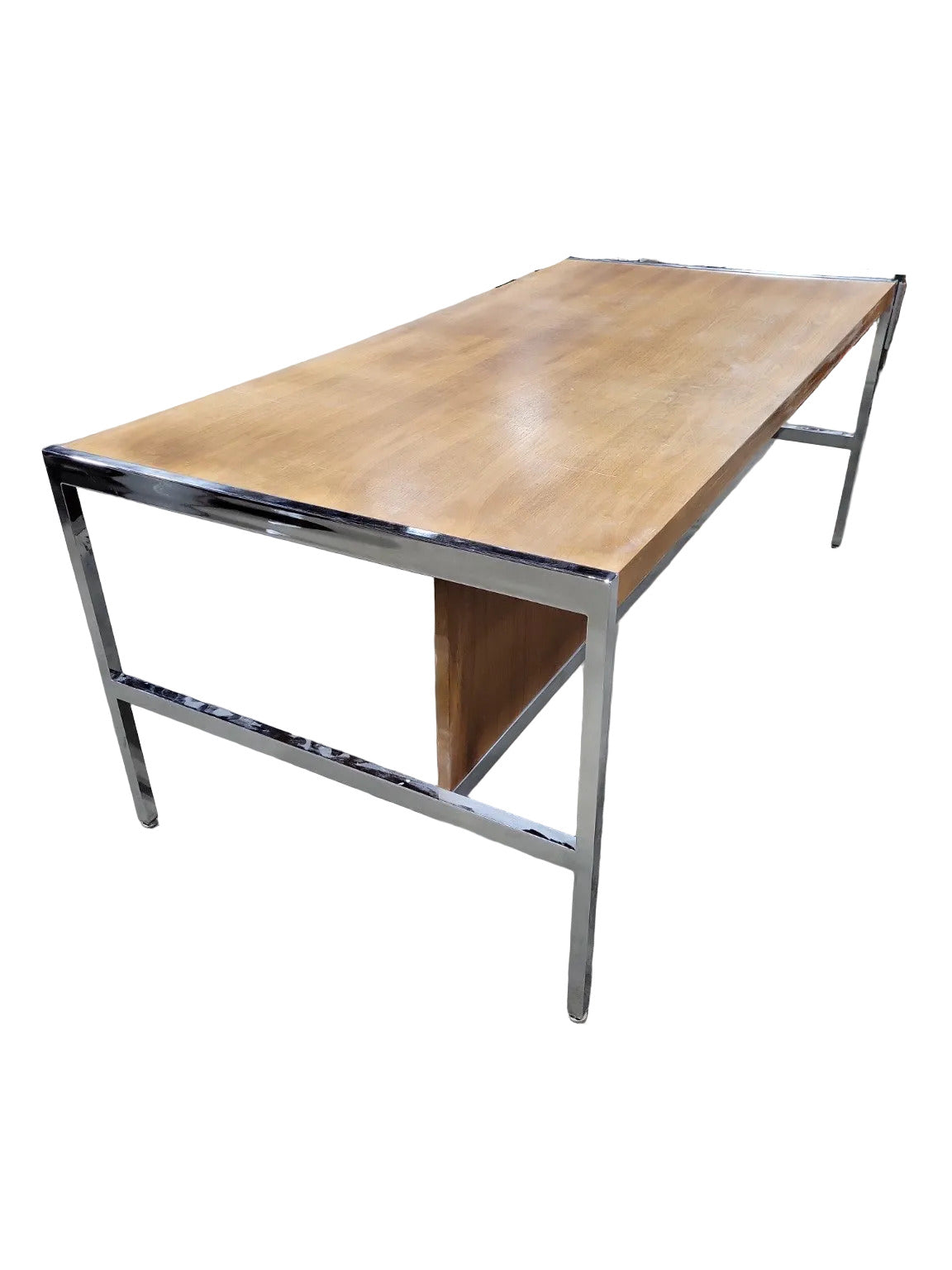 Mid-Century Modern Chrome and Walnut Executive Desk – 74”