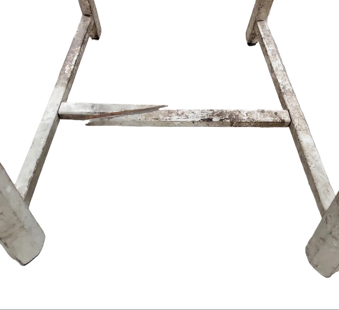 Rustic Hand-Painted Wood Chair with Carved Back Panel
