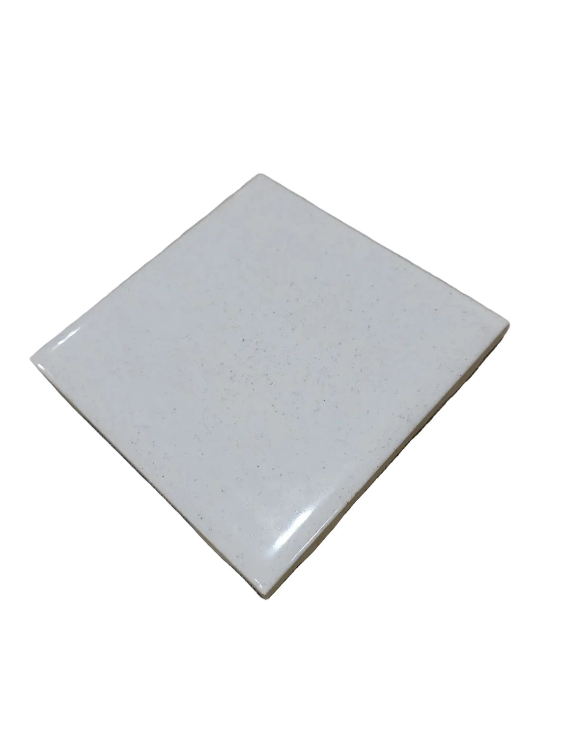 Lot of 64 Vintage Italian White Glazed Ceramic Tiles – 4 ¼" Square