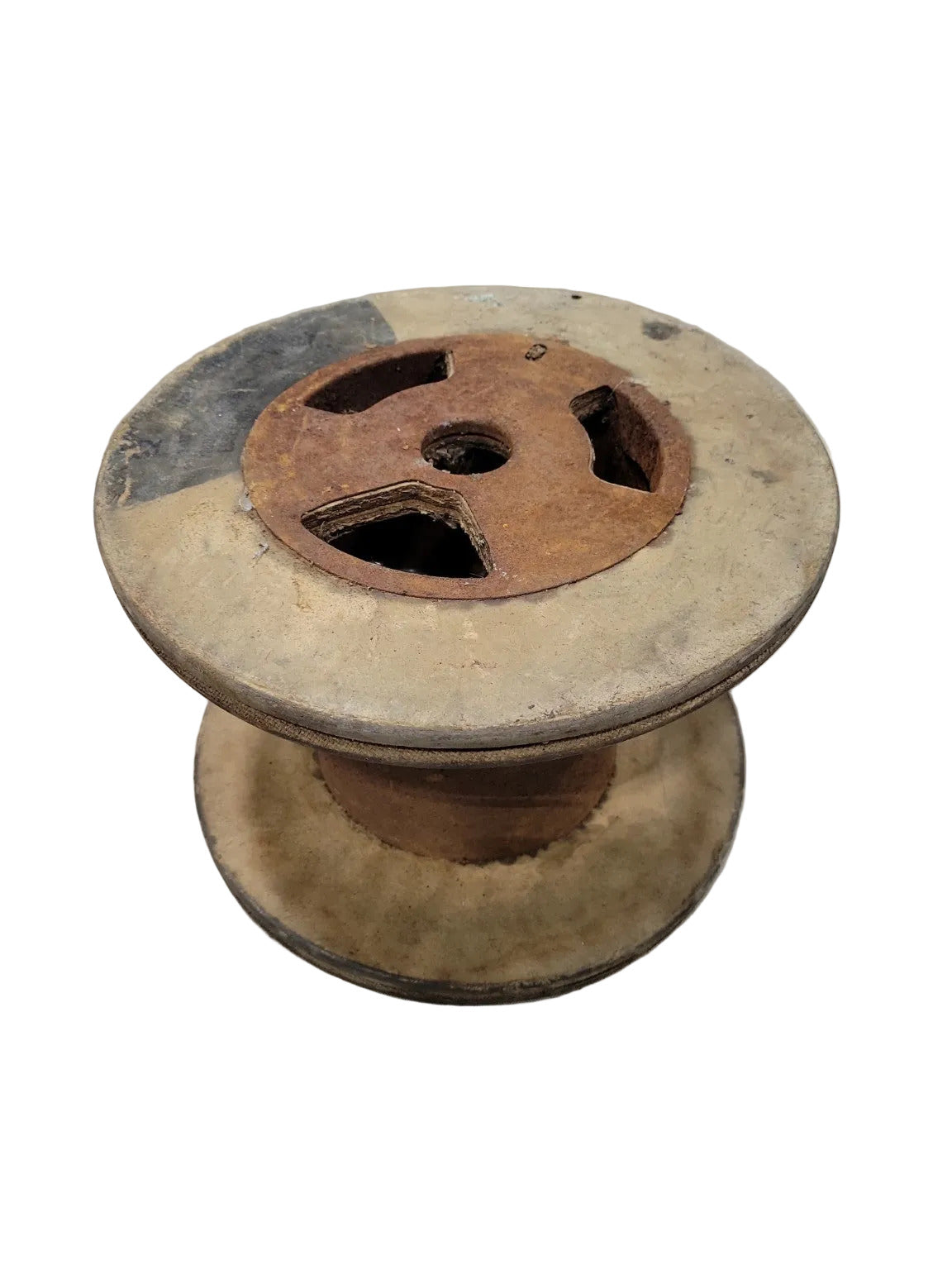 Vintage Industrial Wire Spool – 12" Diameter Cast Iron & Wood Reel