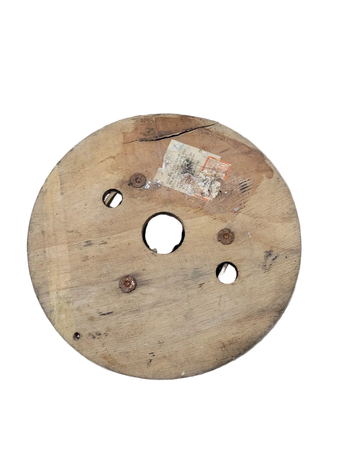 Vintage Wooden Wire Spool – 13" Diameter Industrial Reel