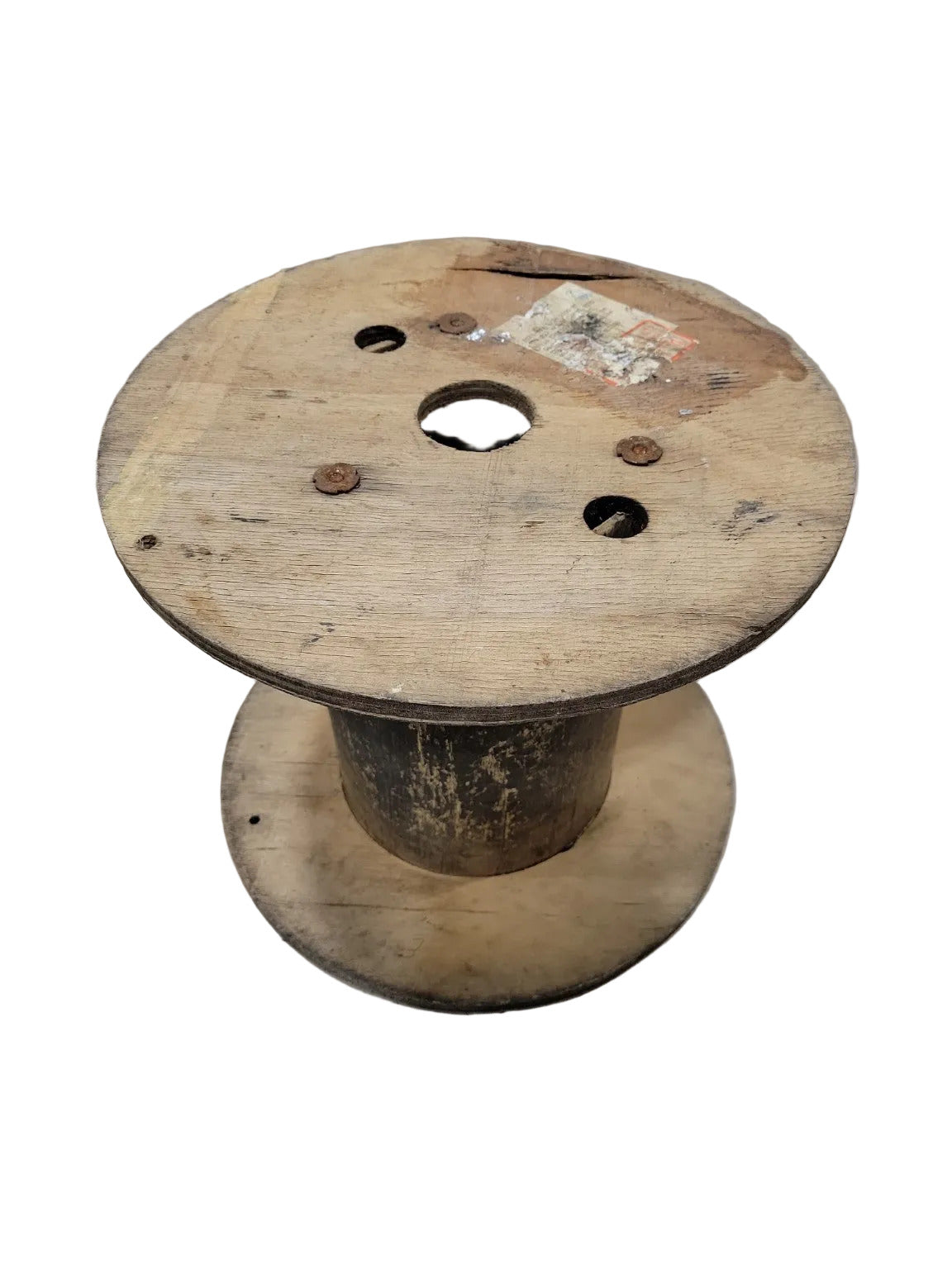 Vintage Wooden Wire Spool – 13" Diameter Industrial Reel