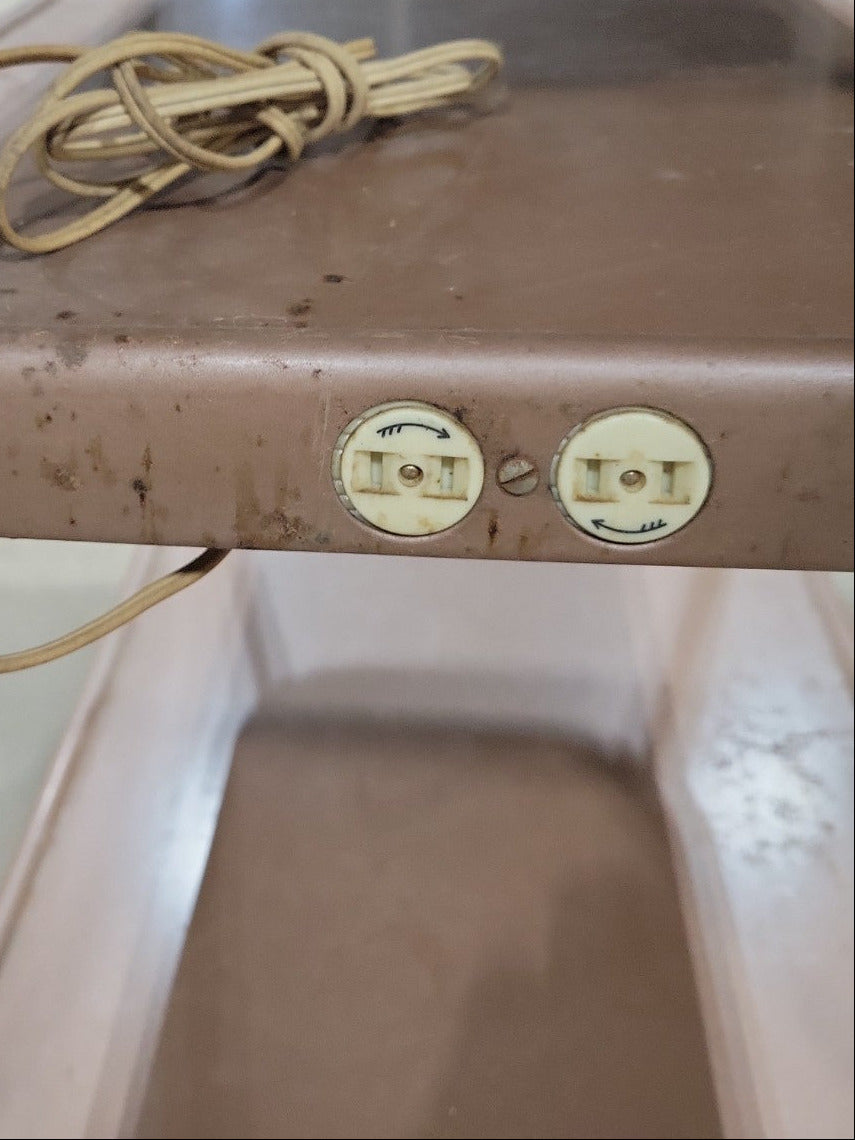 Mid-Century Industrial Rolling Utility Cart with Built-In Outlets