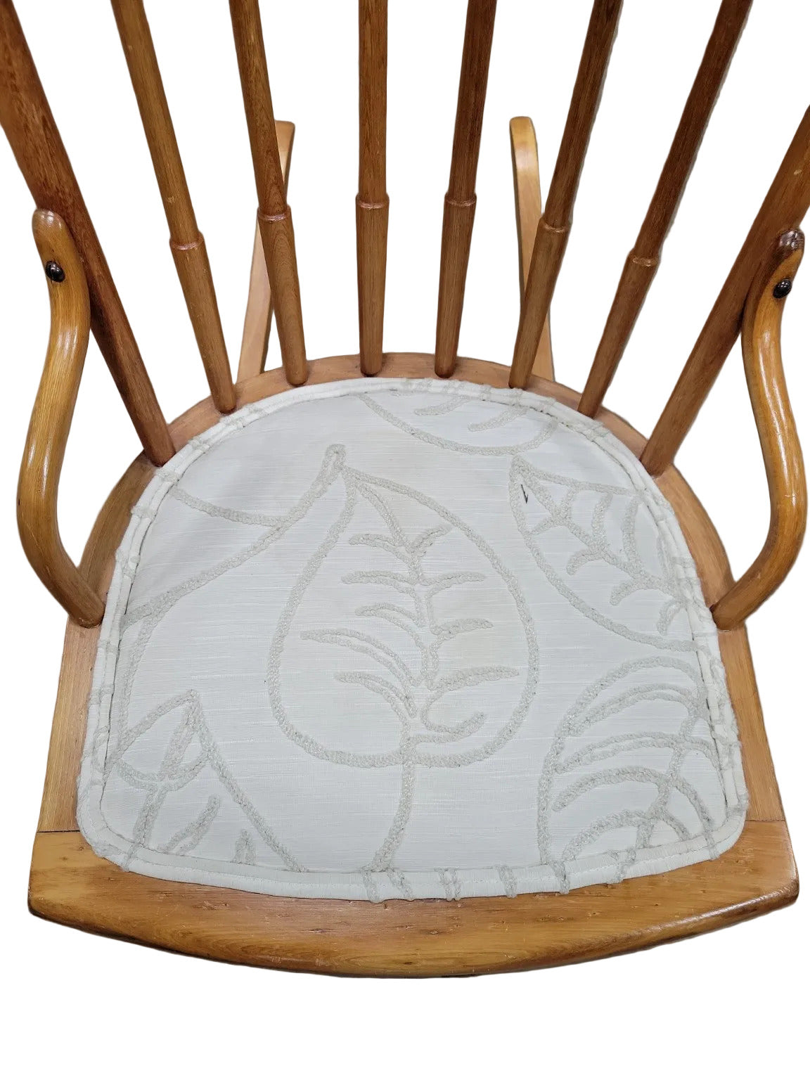 Vintage Solid Wood Windsor-Style Rocking Chair with Cushioned Seat