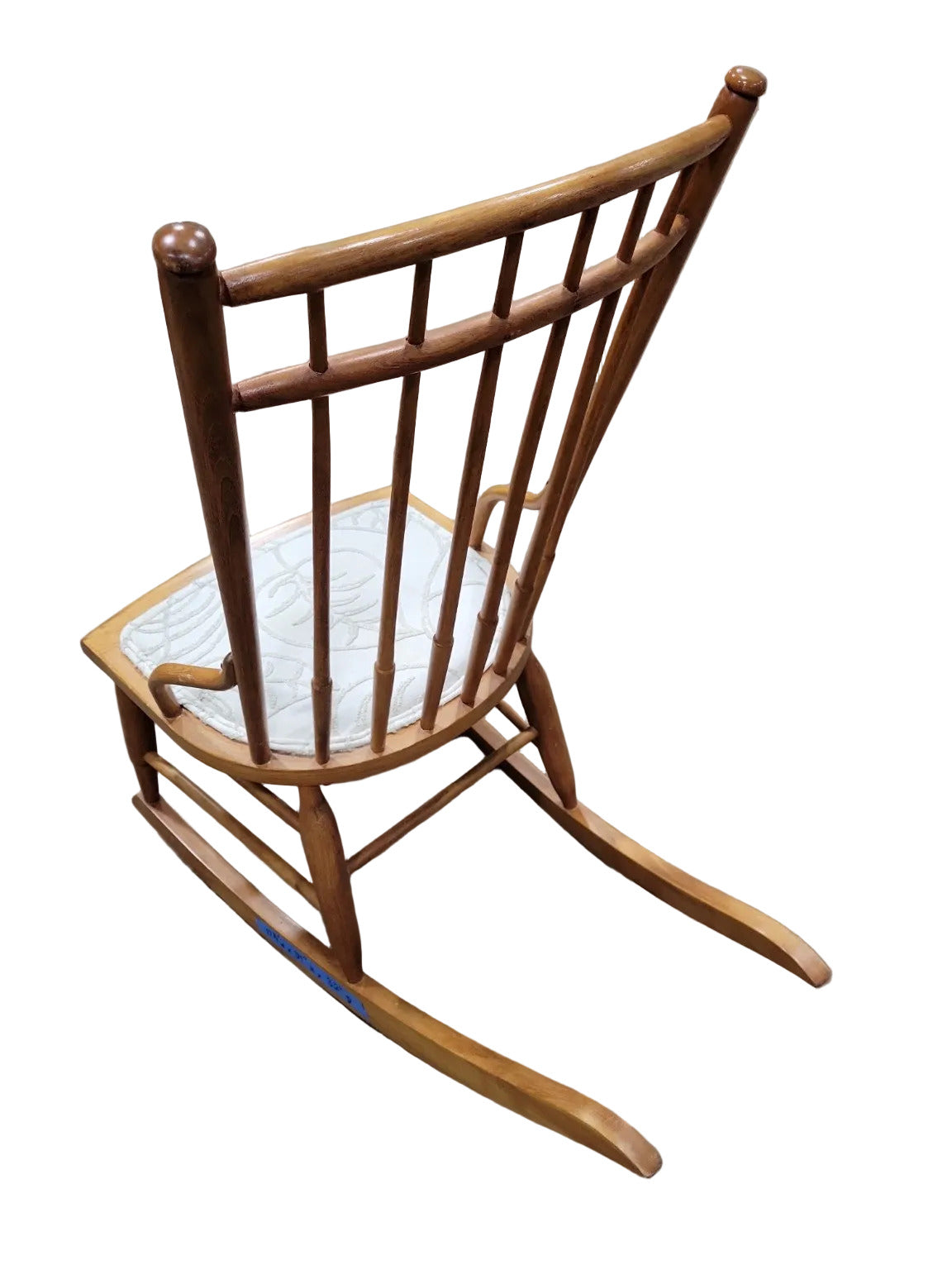 Vintage Solid Wood Windsor-Style Rocking Chair with Cushioned Seat
