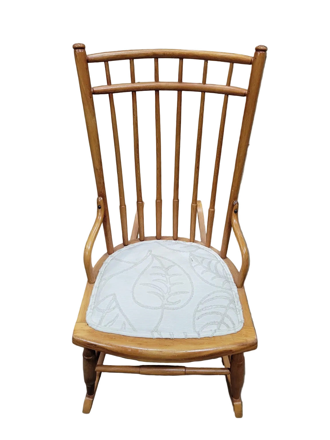 Vintage Solid Wood Windsor-Style Rocking Chair with Cushioned Seat