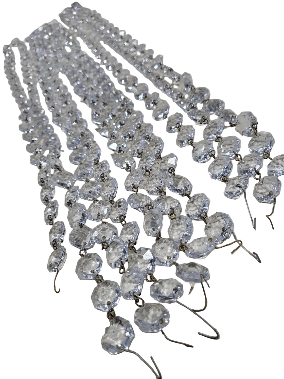 Vintage Faceted Crystal Chandelier Strands – Set of 10