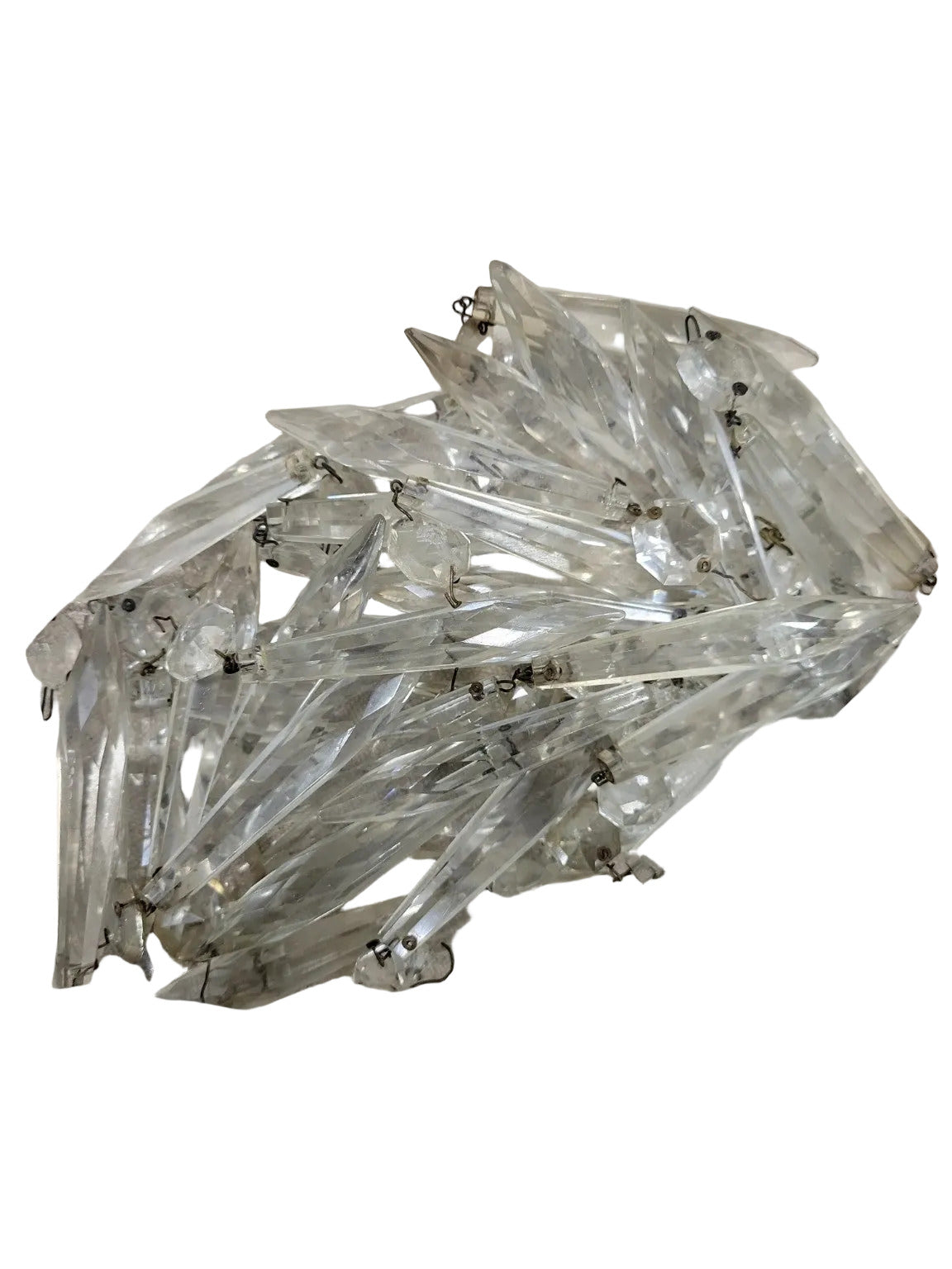 Vintage Crystal Prism Chandelier Drops – Mixed Set (38 Complete/6 Partial)