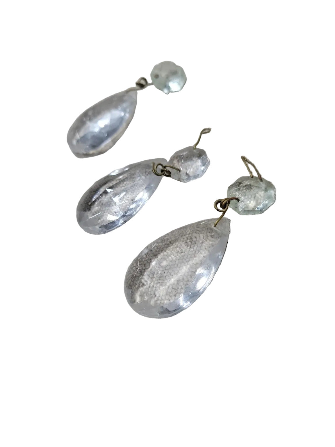 Vintage Teardrop Crystal Chandelier Prisms – Set of 3