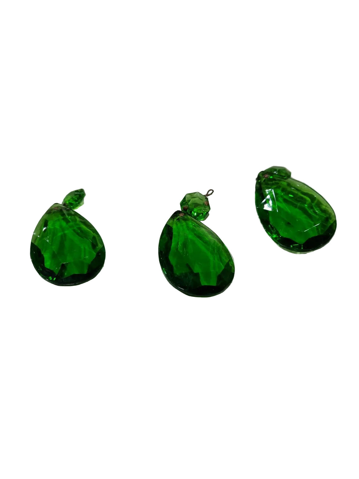 Vintage Green Teardrop Crystal Chandelier Prisms – Set of 3