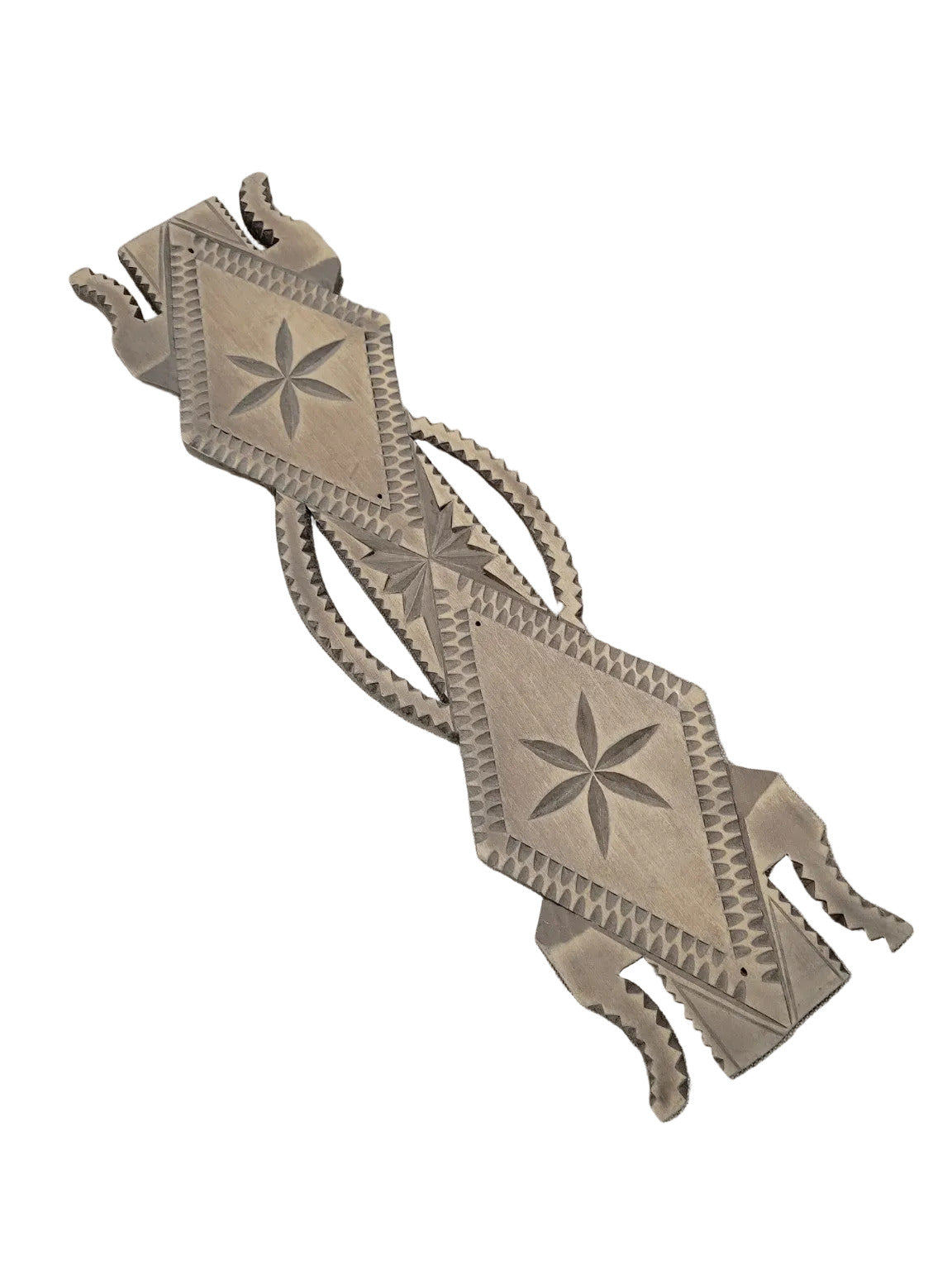 Carved Wooden Decorative Trim Panel with Star Motifs