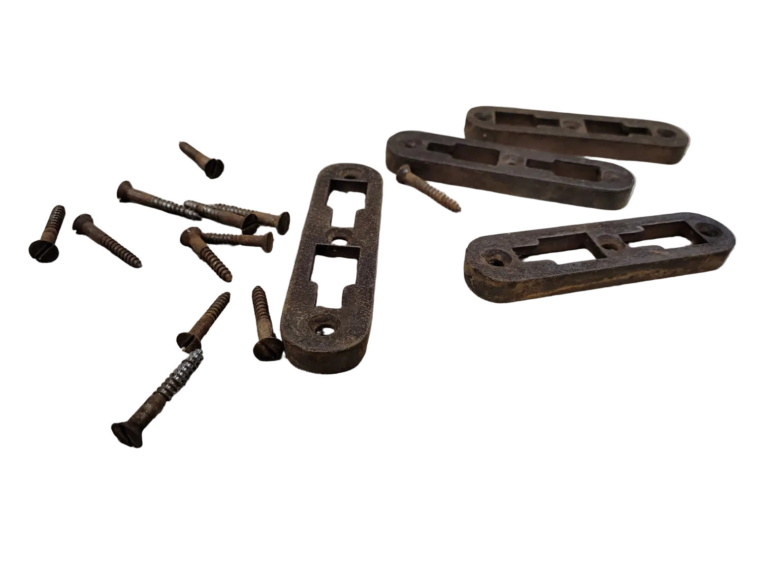 Antique Cast Iron Bed Rail Fastener Plates – Set of 4
