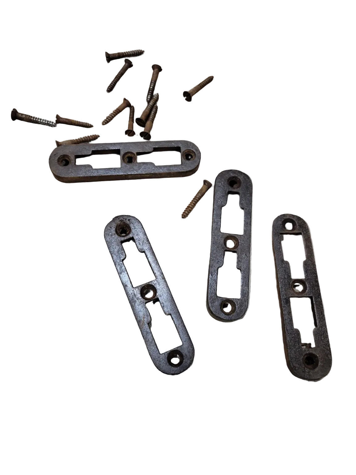 Antique Cast Iron Bed Rail Fastener Plates – Set of 4