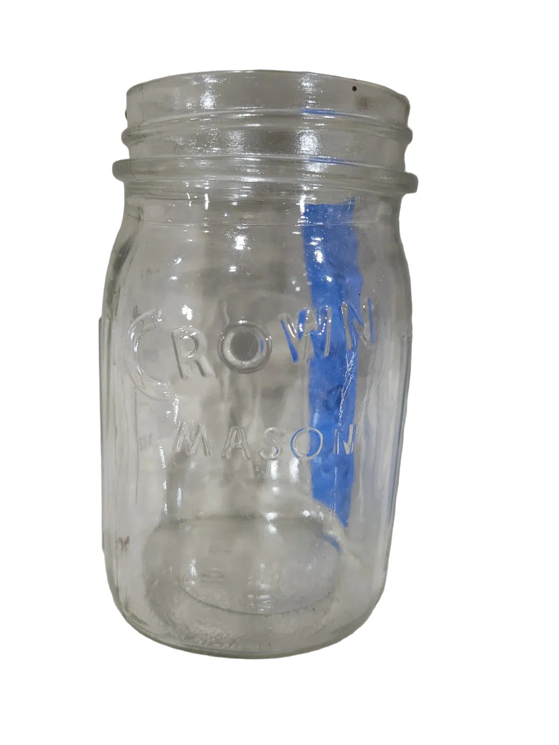 Vintage Crown Mason Clear Glass Jar – Wide Mouth