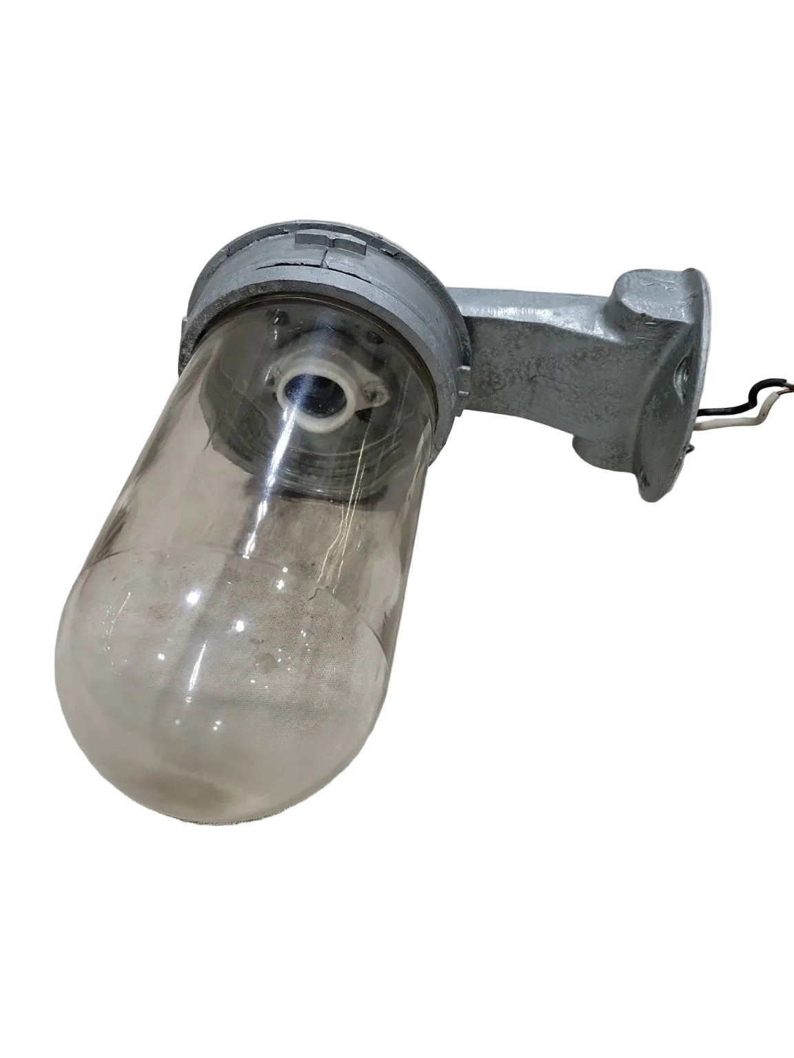 Vintage Industrial Cast Aluminum Wall Sconce with Glass Globe
