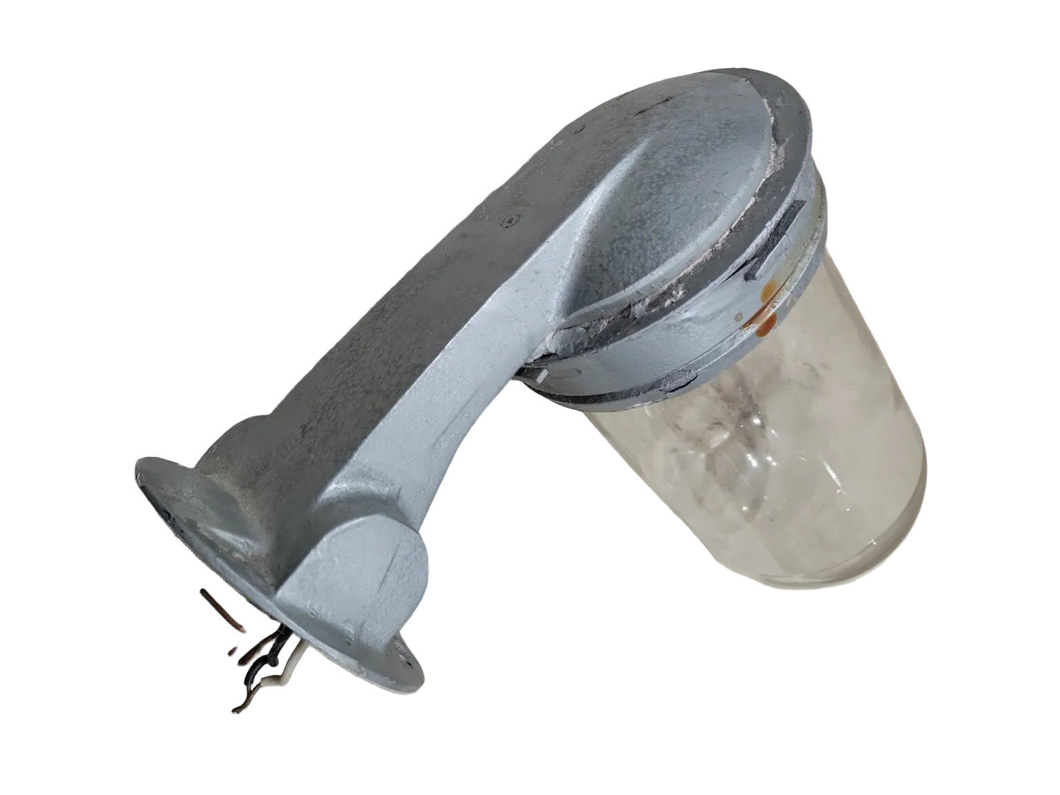 Vintage Industrial Cast Aluminum Wall Sconce with Glass Globe