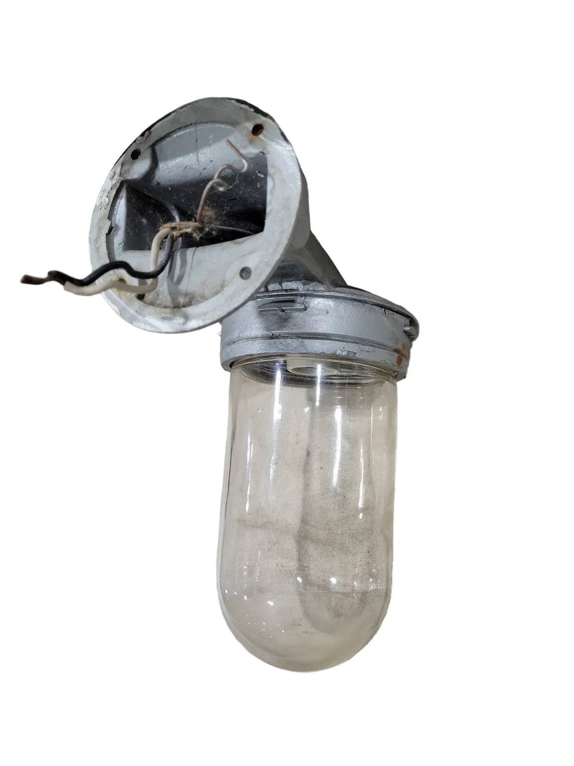 Vintage Industrial Cast Aluminum Wall Sconce with Glass Globe