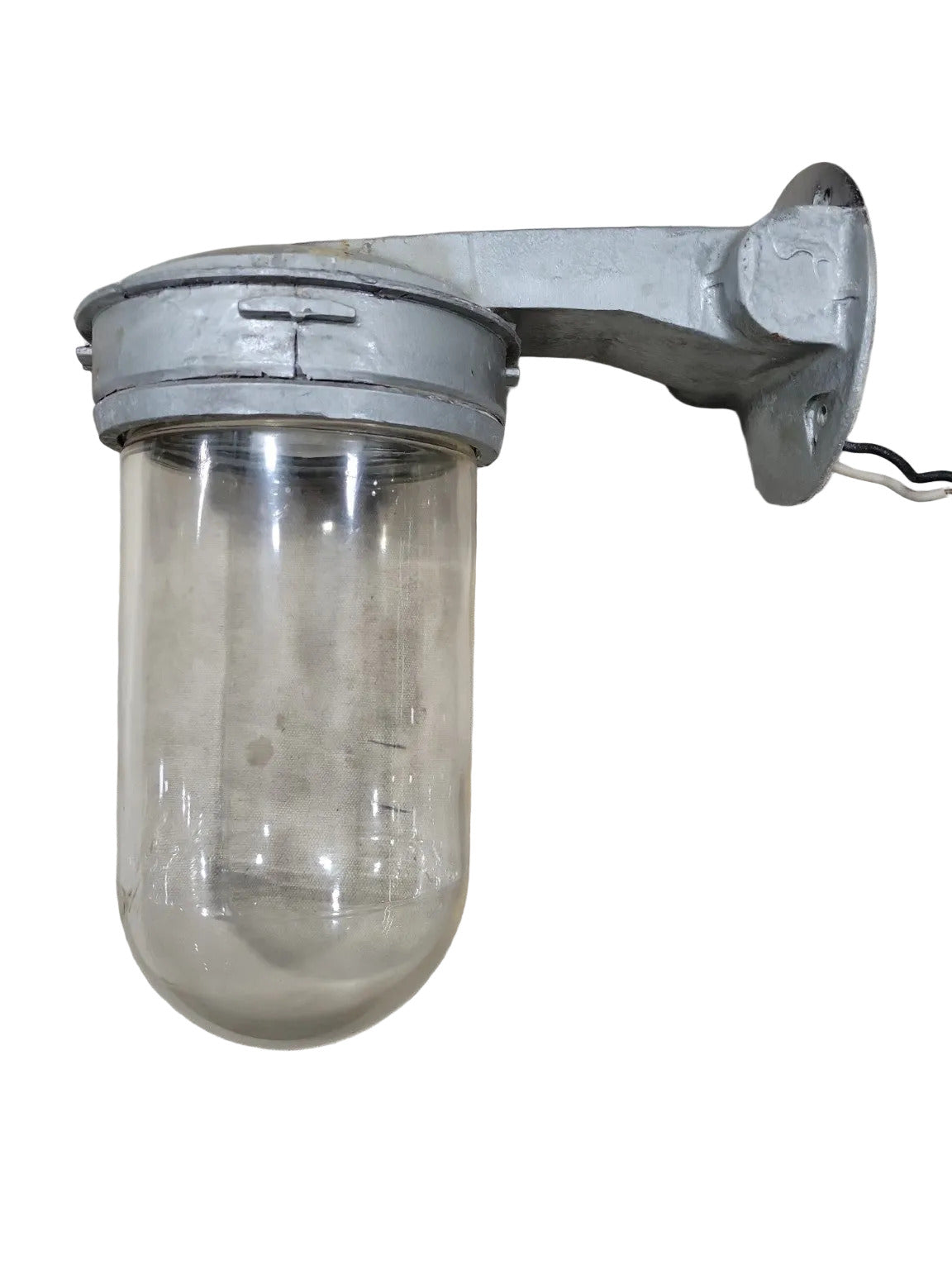 Vintage Industrial Cast Aluminum Wall Sconce with Glass Globe