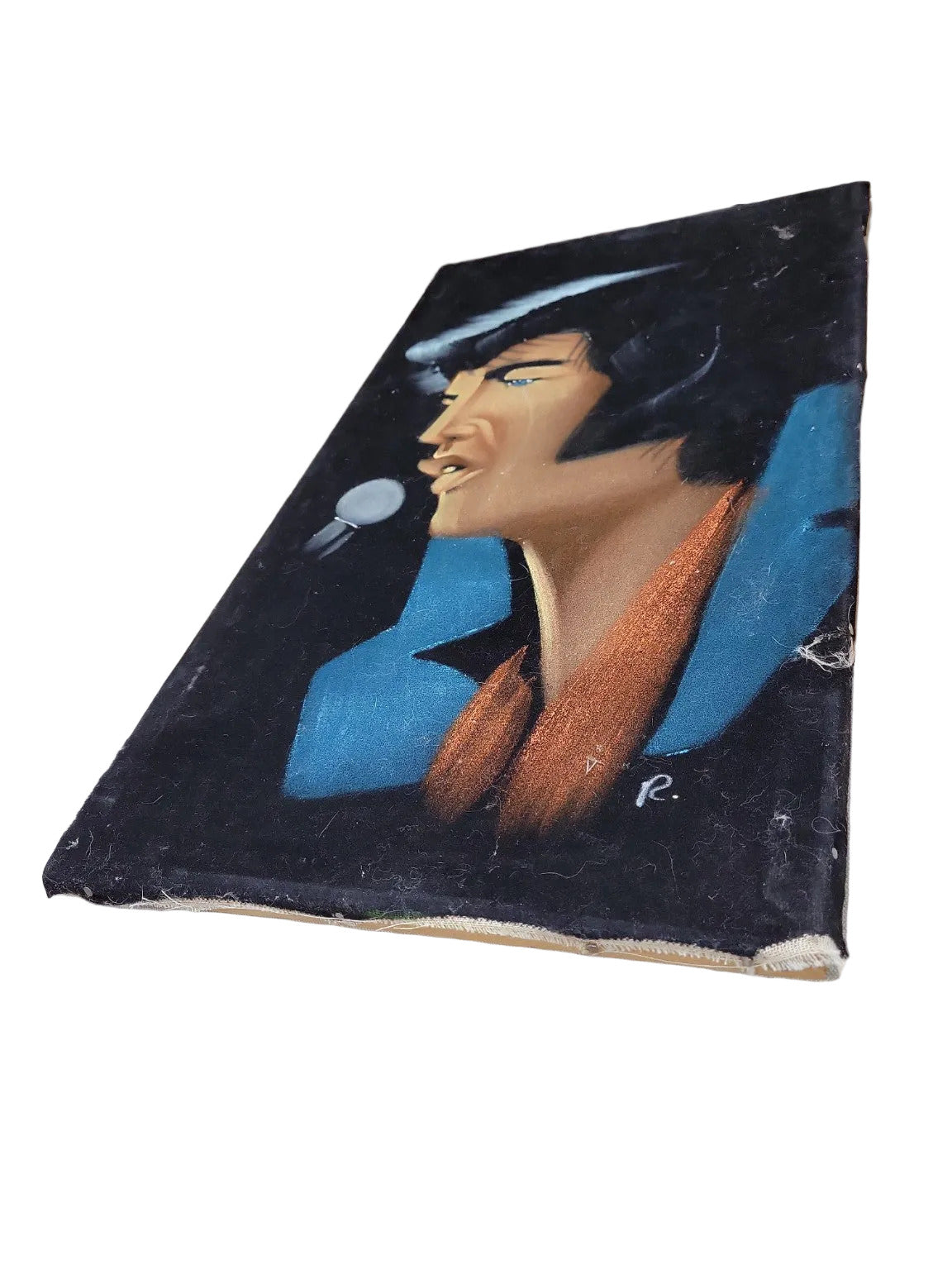 Vintage Black Elvis Presley Portrait Painting – 11" x 20"