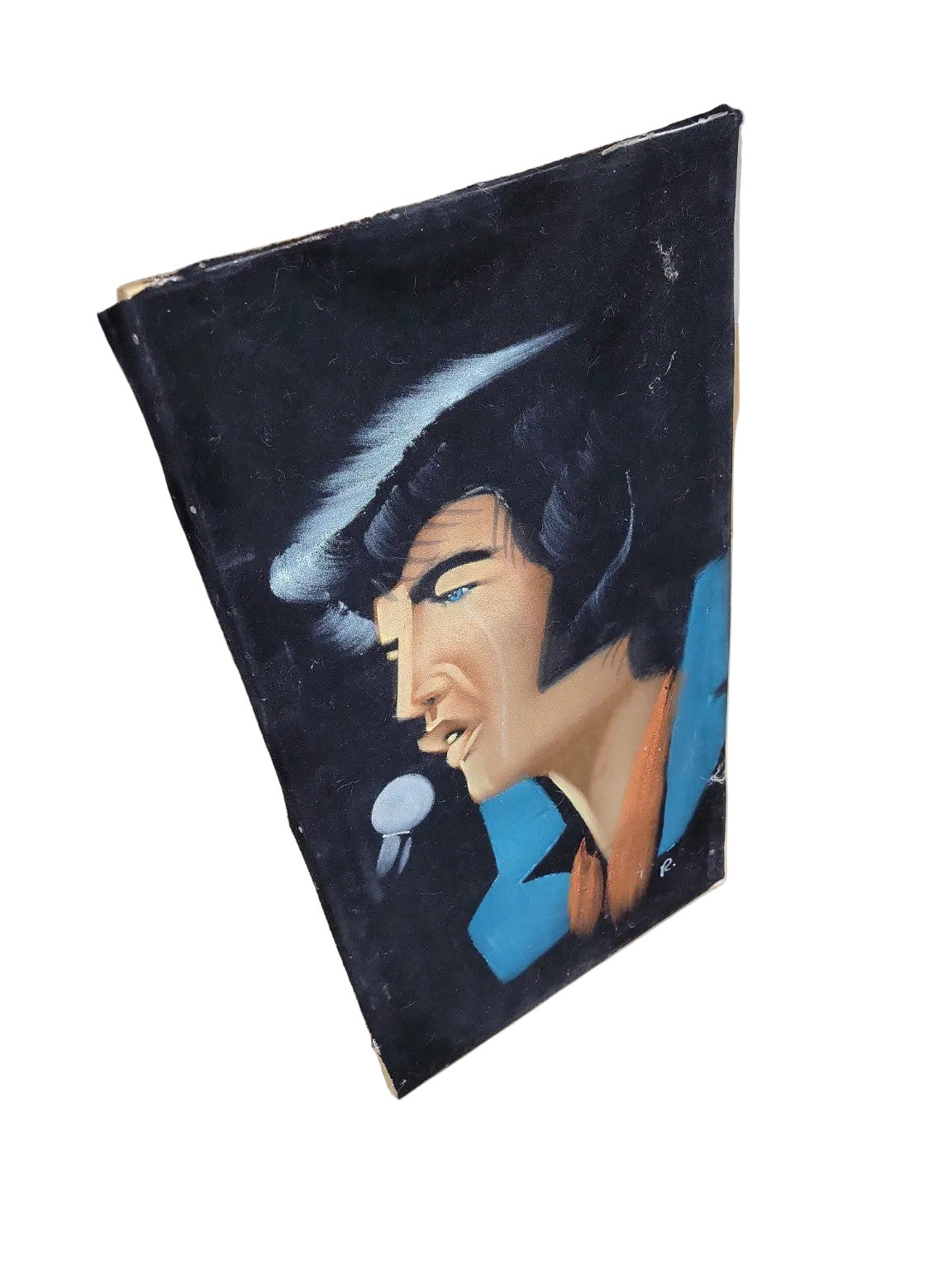 Vintage Black Elvis Presley Portrait Painting – 11" x 20"