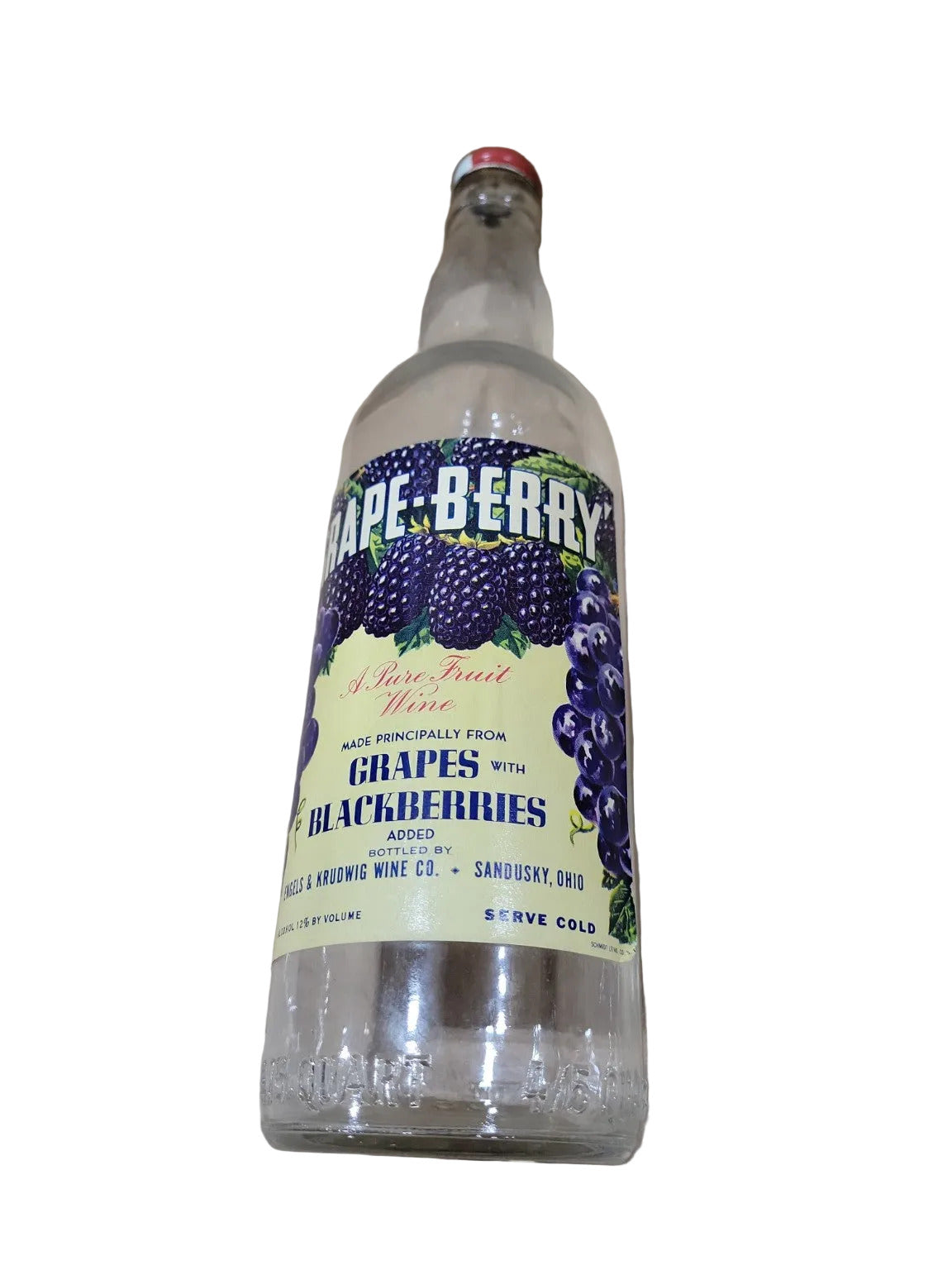Vintage Grape-Berry Fruit Wine Glass Bottle – Engels & Krudwig, Sandusky Ohio