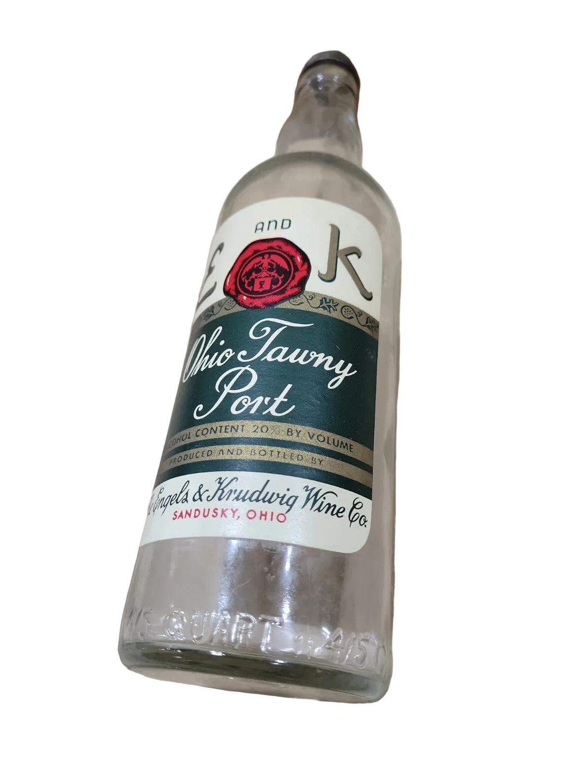 Vintage Ohio Tawny Port Wine Bottle – Engels & Krudwig, Sandusky Ohio
